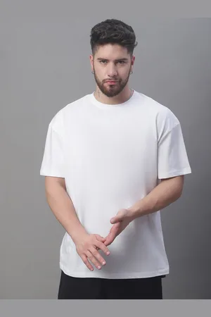 DOOR74 Short Sleeves Round Neck Knitted Cotton Oversized T-shirt