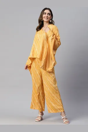 Cottinfab Women Printed Top With Palazzos