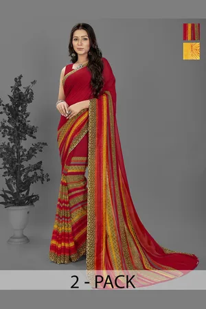 ANAND SAREES Ethnic Motifs Half and Half Saree Pack of 2