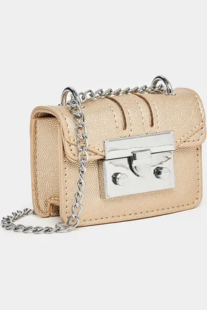 Styli Women Gold Toned Push Lock Chain Mini Bag