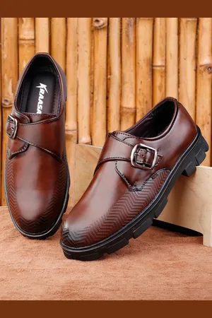 Kraasa Men Brown Solid Formal Monk Shoes