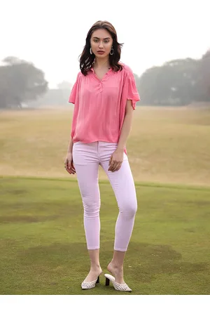 Crimsoune Club Women Pink Solid Skinny Fit Stretchable Jeans
