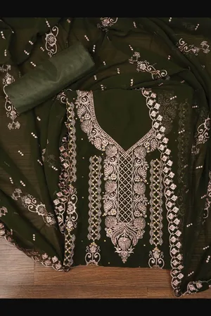 Jaipur Zari Silk Georgette Dress Material with Dupatta