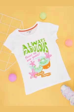 Pantaloons Girls Graphic Printed Cotton Applique Casual T-shirt
