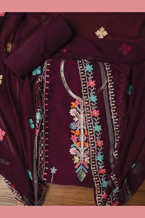 Jaipur Sequin Embroidered Silk Georgette Dress Material with Dupatta