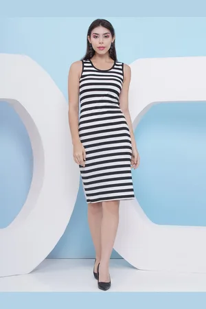 Puella Women Striped Sleeveless Bodycon Dress