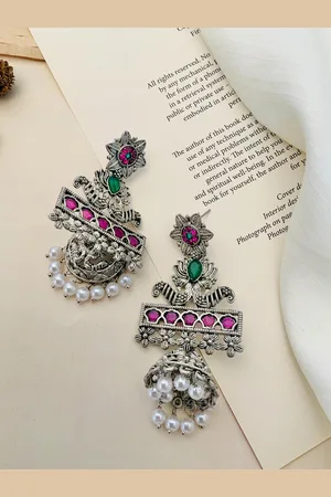 ABDESIGNS Oxidised Silver-Plated Classic Drop Earrings