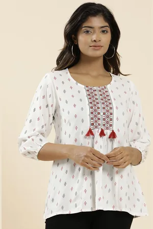 Jaipur Geometric Print Puff Sleeve Top