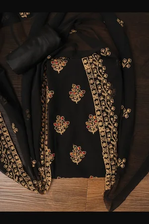 Jaipur Zari Silk Georgette Dress Material with Dupatta