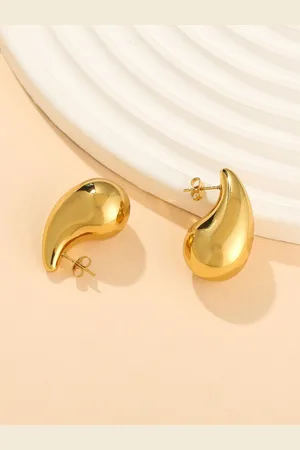 Krelin Gold-Plated Teardrop Shaped Stainless Steel Studs Earrings