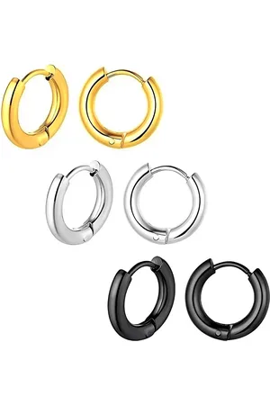 KARISHMA KREATIONS Set Of 3 Stainless Steel Contemporary Hoop Earrings
