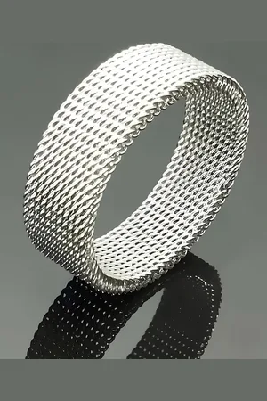 KARISHMA KREATIONS Unisex Silver Plated Textured Mesh Finger Ring