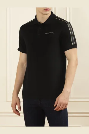 Karl Lagerfeld Men Mandarin Collar Pockets T-shirt