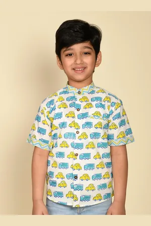 LIL PITAARA Boys Comfort Conversational Printed Cotton Casual Shirt