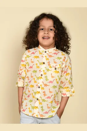 LIL PITAARA Boys Comfort Conversational Printed Cotton Casual Shirt