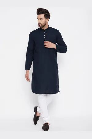 Even Men Blue Solid Kurta