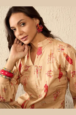 Kalini Women Floral Printed Mandarin Collar Top