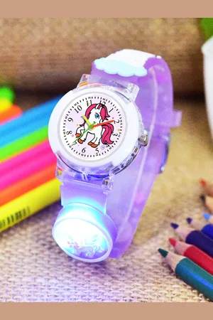 Shocknshop Kids -Girls Patterned LED Dial & Straps Analogue Watch 333 Unicorn Purple