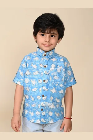 LIL PITAARA Boys Comfort Conversational Printed Cotton Casual Shirt