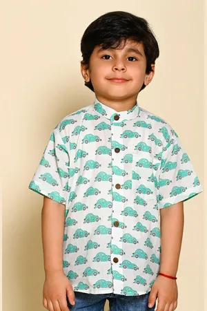 LIL PITAARA Boys Comfort Conversational Printed Cotton Casual Shirt