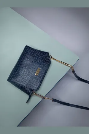Estalon Textured Structured Shoulder Bag with Chain Strap Handbags