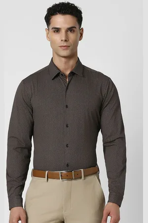 V Dot Men Spread Collar Micro Ditsy Printed Cotton Slim Fit Party Shirt