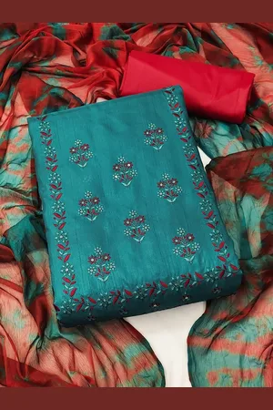 APNISHA Floral Embroidered & Sequined Pure Silk Unstitched Dress Material