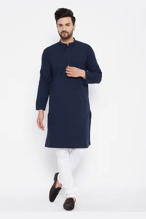 Even Men Blue Dobby Pure Cotton Kurta