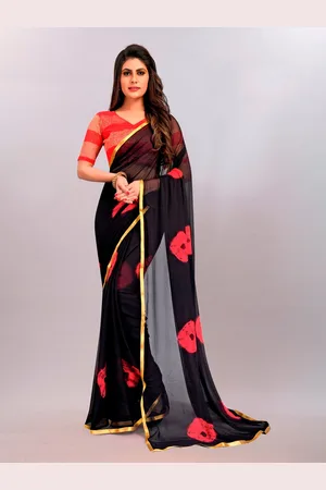 BAESD Tie and Dyed Zari Pure Chiffon Bandhani Saree