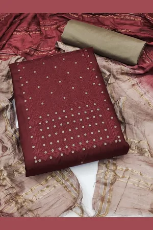 APNISHA Ethnic Motifs Embroidered & Sequined Pure Silk Unstitched Dress Material