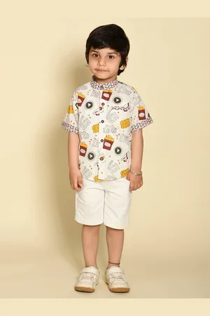 LIL PITAARA Boys Comfort Conversational Printed Cotton Casual Shirt