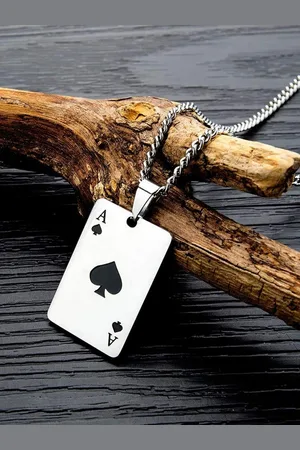 FÁBULA Men Ace of Spade Design Stainless Steel Pendant With Chain