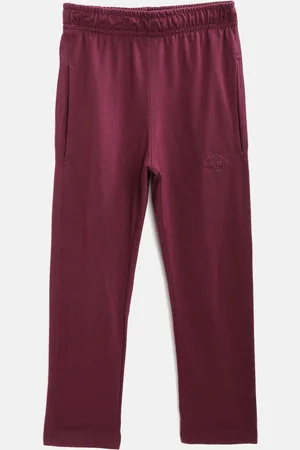 Chimprala Kids Burgundy Solid Cotton Antimicrobial Track Pants