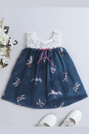 MANY FROCKS & Girls Conversational Print Satin Empire Dress