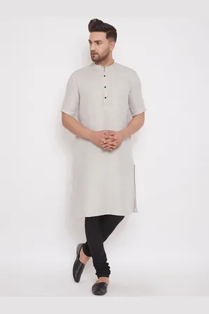 Even Men Off-White Solid Straight Kurta