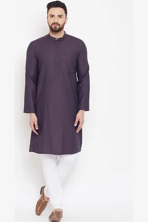 Even Men Purple Solid Straight Kurta