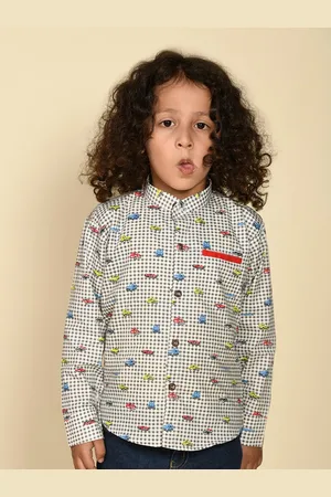 LIL PITAARA Boys Comfort Conversational Printed Cotton Casual Shirt
