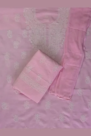 Seva Chikan Ethnic Motifs Embroidered Lucknowi Chikankari Unstitched Dress Material