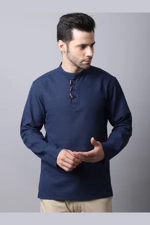 Even Men Blue Solid Kurta