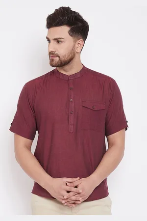 Even Men Maroon Solid Straight Kurta
