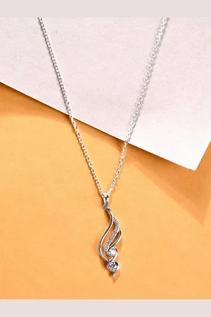 CLARA Rhodium-Plated Cubic Zirconia-Studded 925 Sterling Silver Pendants with Chains