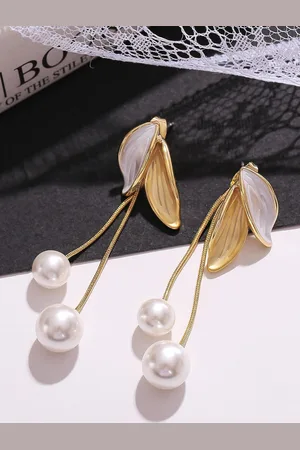 Krelin Gold-Plated Leaf Shaped Drop Earrings