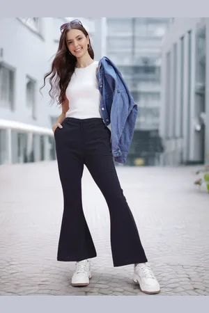 DressBerry Women Flared High-Rise Trousers
