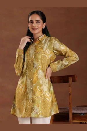 Libas Women Floral Printed Shirt Collar Kurti