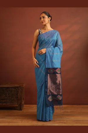Taneira Ethnic Motifs Woven Design Zari Silk Cotton Maheshwari Saree