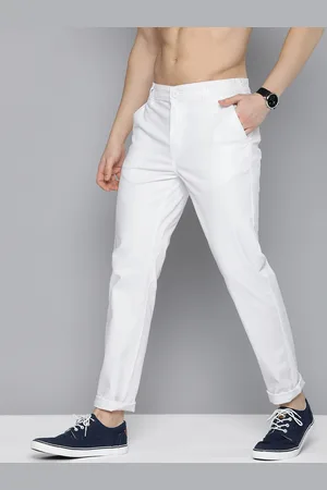 HERE&NOW Men Mid Rise Textured Slim Fit Trousers