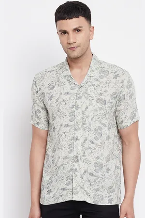 Even Men Green Slim Fit Floral Printed Casual Shirt