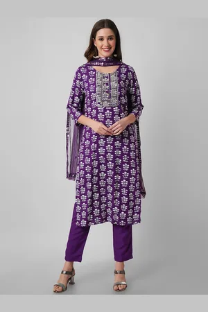 Amayra Ethnic Motifs Printed Thread Work Straight Kurta & Trousers with Dupatta