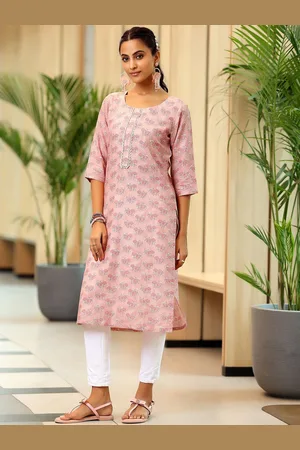 Libas Floral Printed Cotton Straight Kurta