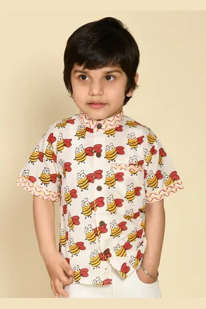 LIL PITAARA Boys Comfort Conversational Printed Cotton Casual Shirt